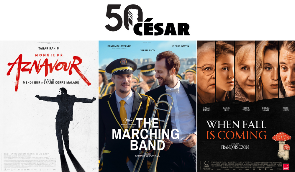 12 César nominations for our films! THE MARCHING BAND, MONSIEUR AZNAVOUR & WHEN FALL IS COMING